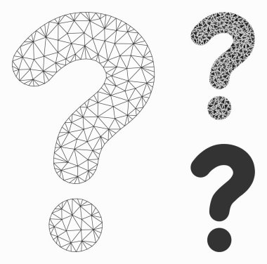 Soru Vektör Örgü 2d Model ve Üçgen Mozaik Simgesi