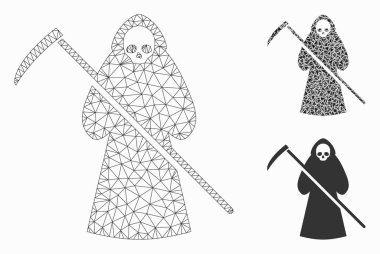 Scytheman Vektör Örgü Tel Çerçeve Modeli ve Üçgen Mozaik Simgesi