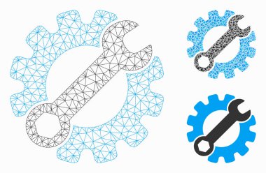Servis araçları vektör Mesh 2D model ve üçgen mozaik simge