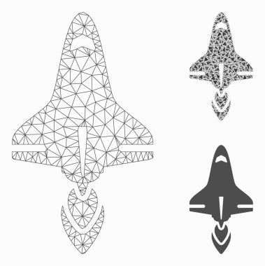 Uzay Mekiği Vektör Örgü 2d Model ve Üçgen Mozaik Simgesi