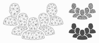 Personel Vektör Örgü Ağ Modeli ve Üçgen Mozaik Simgesi