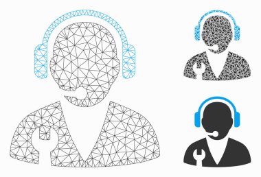 Destek Yöneticisi Vektör Örgü 2d Model ve Üçgen Mozaik Simgesi