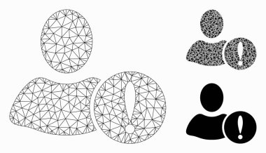 Kullanıcı Problemi Vektör Örgü Tel Çerçeve Modeli ve Üçgen Mozaik Simgesi