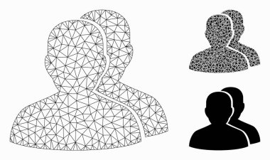 Kullanıcılar Vektör Örgü Ağ Modeli ve Üçgen Mozaik Simgesi