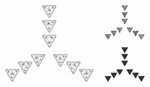 Inside richting vector mesh netwerk model en driehoek mozaïek pictogram — Stockvector