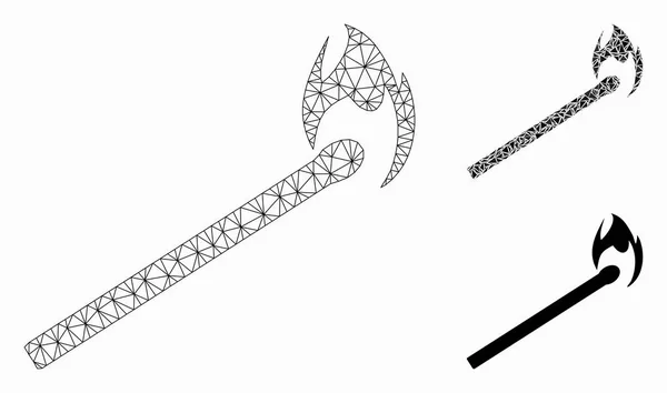 Match vector mesh draad frame model en driehoek mozaïek pictogram — Stockvector