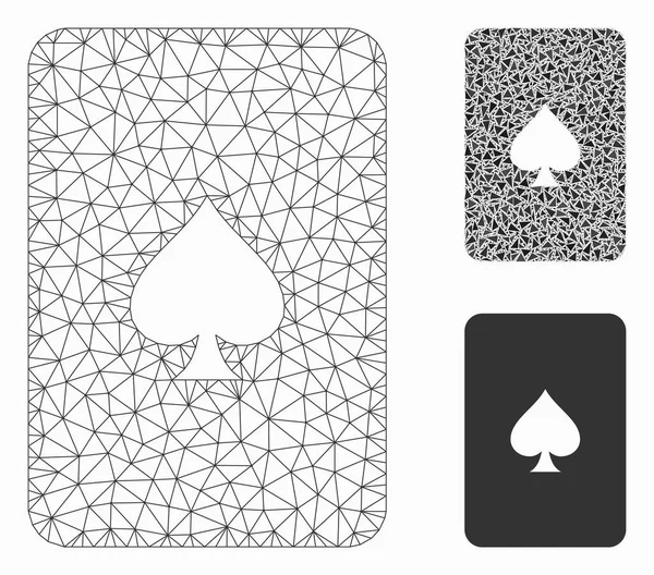 Peaks Playing Card Vector Mesh 2D Model and Triangle Mosaic Icon — Stock Vector