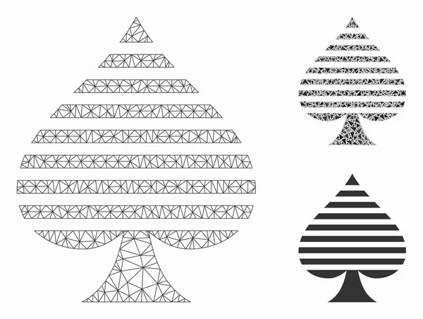 Špičkové drátěné pláty drátový model a ikona trojúhelníkové mozaiky — Stockový vektor
