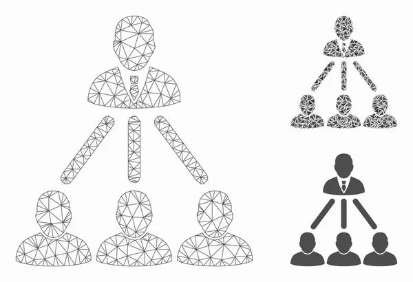 Ludzie organizacja struktura wektor Mesh model tuszy i Trójkąt mozaika ikona — Wektor stockowy