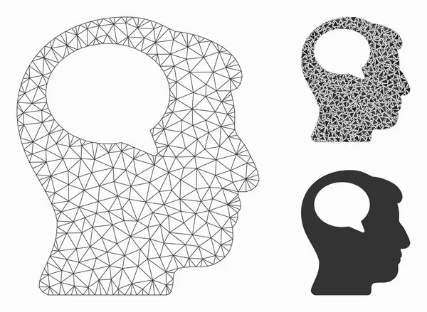 Icona mosaico modello e triangolo 2D della maglia vettoriale di pensiero della persona — Vettoriale Stock