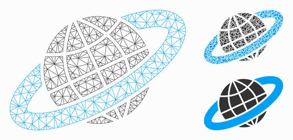 Planetary Ring Vector Mesh 2D Model and Triangle Mosaic Icon