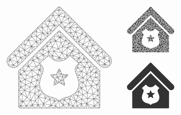 Modelo de carcaça de malha de vetor de escritório de polícia e ícone de mosaico de triângulo —  Vetores de Stock