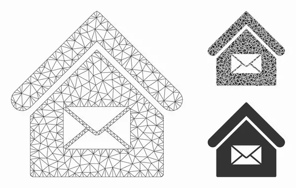 Post Office Vector Mesh Wire Frame Modelo e Triângulo Ícone Mosaico — Vetor de Stock