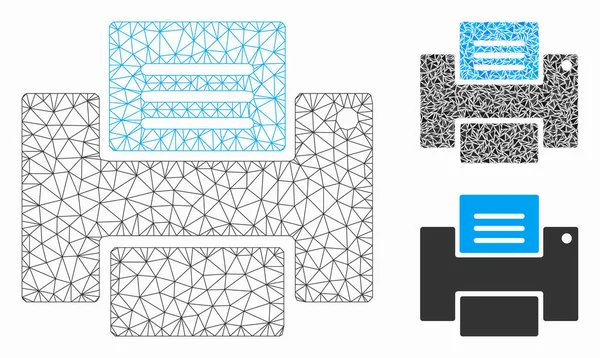 Impresora Vector Mesh Network Modelo y Triángulo Mosaico Icono — Archivo Imágenes Vectoriales