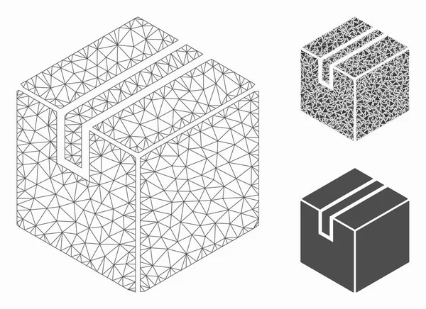 Produktverpackung Box Vektor Mesh 2d Modell und Dreieck Mosaik-Symbol — Stockvektor