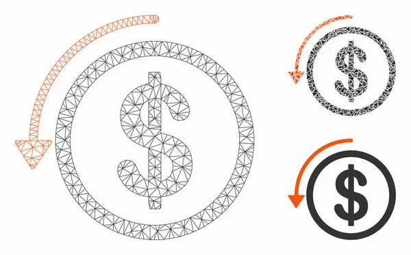 Reembolso Vector Mesh Network Model e Triângulo Ícone Mosaico — Vetor de Stock