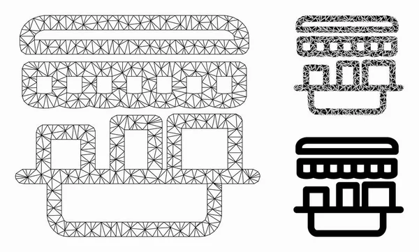 Sklep wektor Mesh 2D model i Trójkąt mozaika ikona — Wektor stockowy