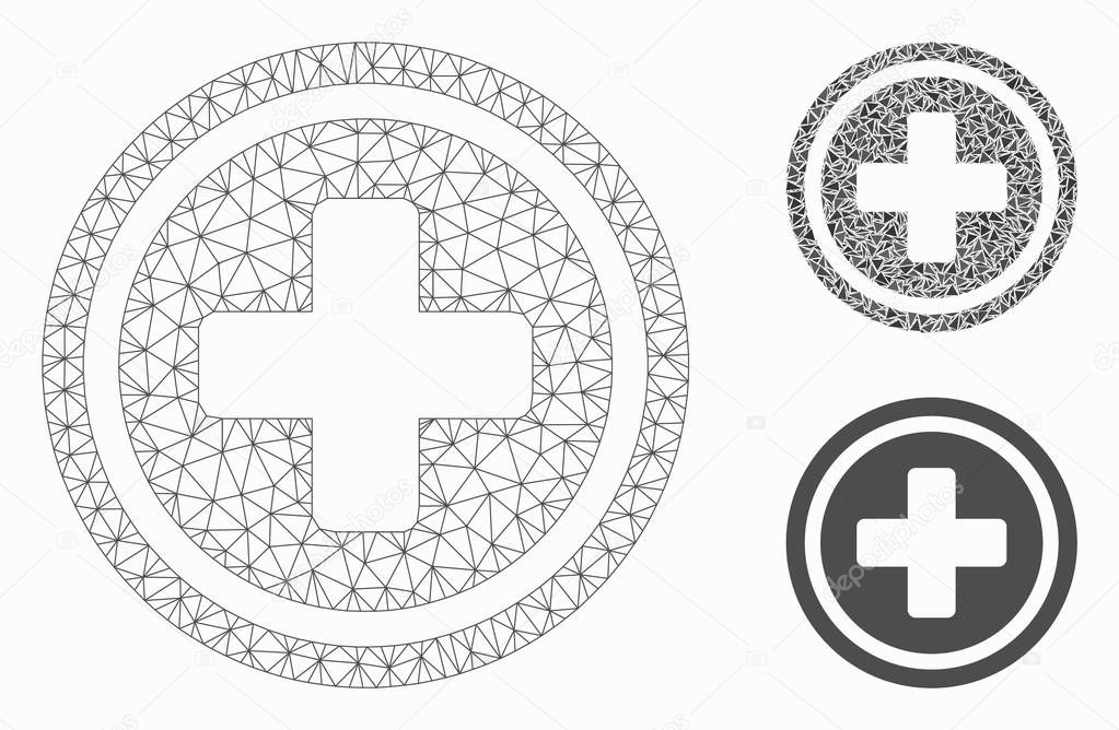 Pharmacy Cross Vector Mesh Network Model and Triangle Mosaic Icon