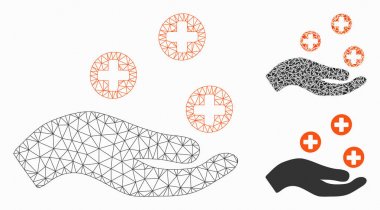 El Teklif Tıp Vektör Mesh 2d Model ve Üçgen Mozaik Simgesi