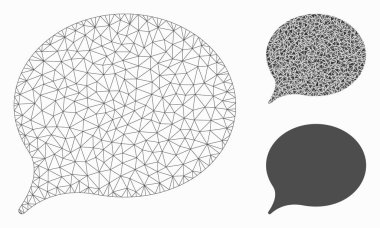 İpucu Balon Vektör Örgü 2d Model ve Üçgen Mozaik Simgesi