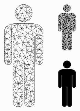 Man vector Mesh 2D model ve üçgen mozaik simge