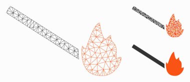 Maç Alev Vektör Örgü 2d Model ve Üçgen Mozaik Simgesi