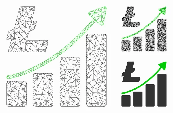 Litecoin Graph Graph Vector Mesh 2D Model and Triangle Icon — стоковый вектор