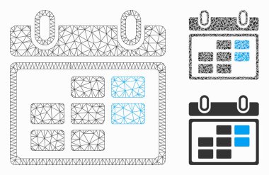Ay Takvimi Vektör Örgü Ağ Modeli ve Üçgen Mozaik Simgesi