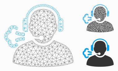 Operatör Konuşma Vektör Örgü Karkas Modeli ve Üçgen Mozaik Simgesi
