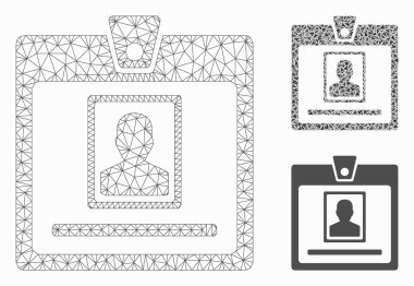 Kişi Rozeti Vektör Örgü Ağ Modeli ve Üçgen Mozaik Simgesi