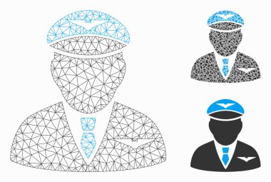 Pilot Vektör Örgü 2d Model ve Üçgen Mozaik Simgesi