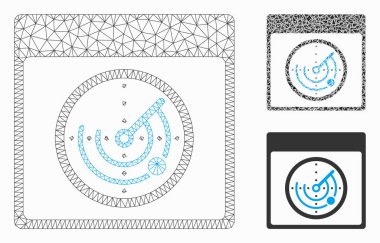 Radar Takvim Sayfa Vektör Örgü Ağ Modeli ve Üçgen Mozaik Simgesi