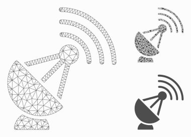 Radyo Verici Vektör Örgü Karkas Modeli ve Üçgen Mozaik Simgesi