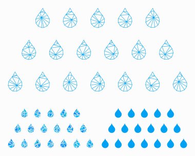 Yağmur Damlaları Vektör Örgü 2d Model ve Üçgen Mozaik Simgesi