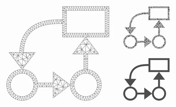 Modèle de carcasse de maille vectorielle de plan et icône de mosaïque de triangle — Image vectorielle