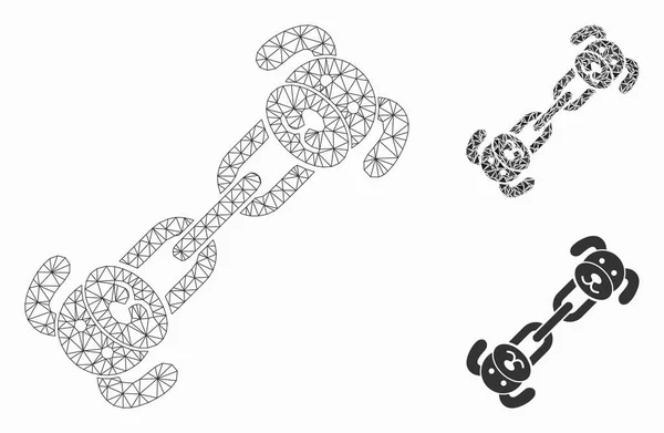 Modelo de red de malla vectorial de cadena de cachorro y icono de mosaico de triángulo — Archivo Imágenes Vectoriales