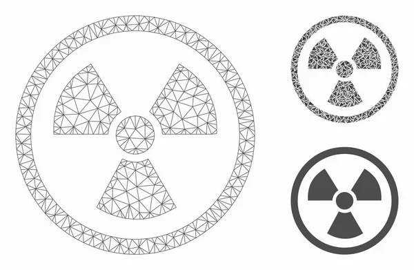 Radioaktywny wektor Mesh model tuszy i Trójkąt mozaika ikona — Wektor stockowy