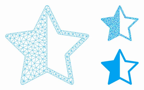評価星ベクトルメッシュワイヤフレームモデルと三角形モザイクアイコン — ストックベクタ