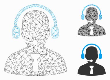 Resepsiyon Operatörü Vektör Örgü Ağ Modeli ve Üçgen Mozaik Simgesi