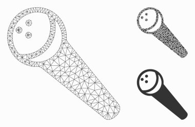 Kayıt Mikrofonu Vektör Örgü Ağ Modeli ve Üçgen Mozaik Simgesi