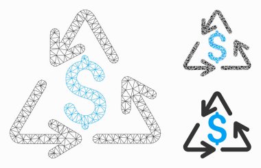 Geri Dönüşüm Maliyet Vektör Örgü Tel Çerçeve Modeli ve Üçgen Mozaik Simgesi