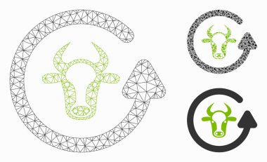 Boğa Vektör Örgü 2d Model ve Üçgen Mozaik Simgesi ni yenile