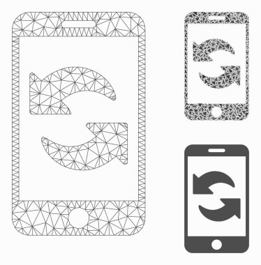 Refresh Smartphone Vektör Örgü Tel Çerçeve Modeli ve Üçgen Mozaik Simgesi