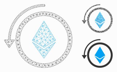 İade Ethereum Crystall Vector Mesh Ağ Modeli ve Üçgen Mozaik Simgesi
