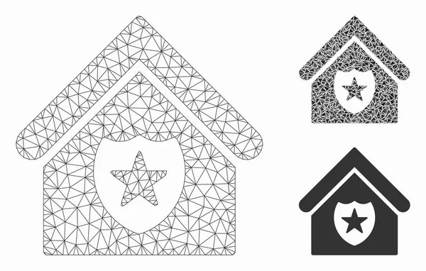 Realty Protection Vector Mesh 2D Model and Triangle Mosaic Icon — Stock Vector