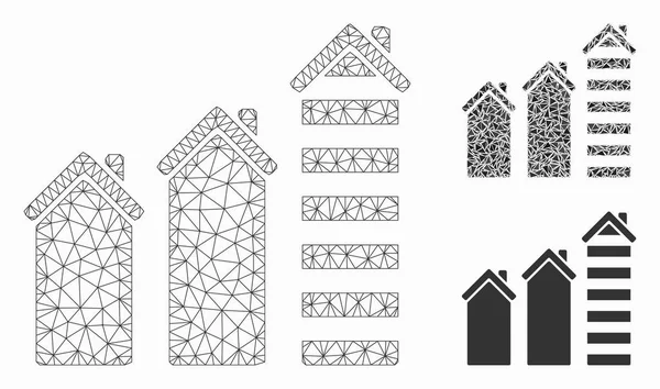 Realty Trend Vector Mesh Wire Frame Model e Triângulo Ícone Mosaico —  Vetores de Stock