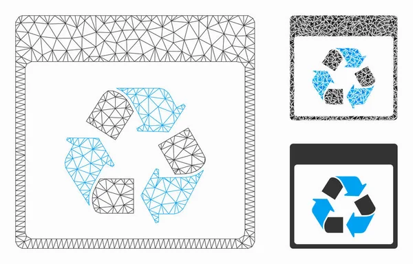 Recycle Calendar Page Vector Mesh 2D Model and Triangle Mosaic Icon — Stock Vector