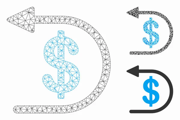 Reembolso Vector Mesh Carcaça Modelo e Triângulo Ícone Mosaico —  Vetores de Stock