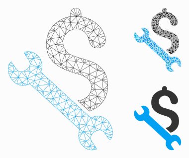 Onarım İş Vektör Örgü Tel Çerçeve Modeli ve Üçgen Mozaik Simgesi