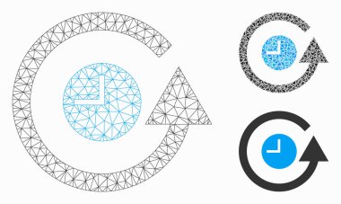 Geri Yükleme Saat Vektör Örgü Karkas Modeli ve Üçgen Mozaik Simgesi